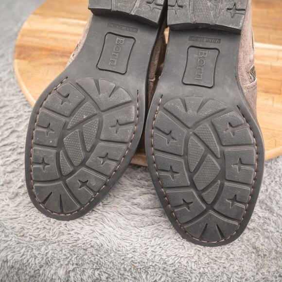 Born Jorgette Casual Ankle Booties Womens Size 6M Gray Nubuck Leather Zip Buckle - Picture 7 of 8